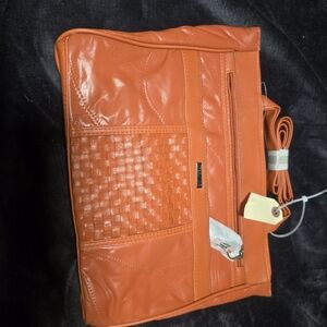 Vibrant Orange Hobo Bag with Woven Detail